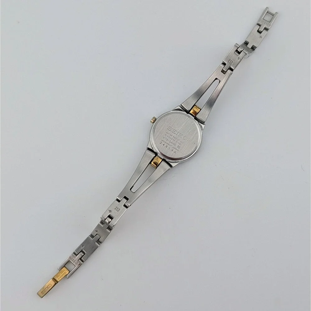 Seiko Solar Women's Swarovski Crystal Two-Tone Bracelet Watch V115-0AW0 6